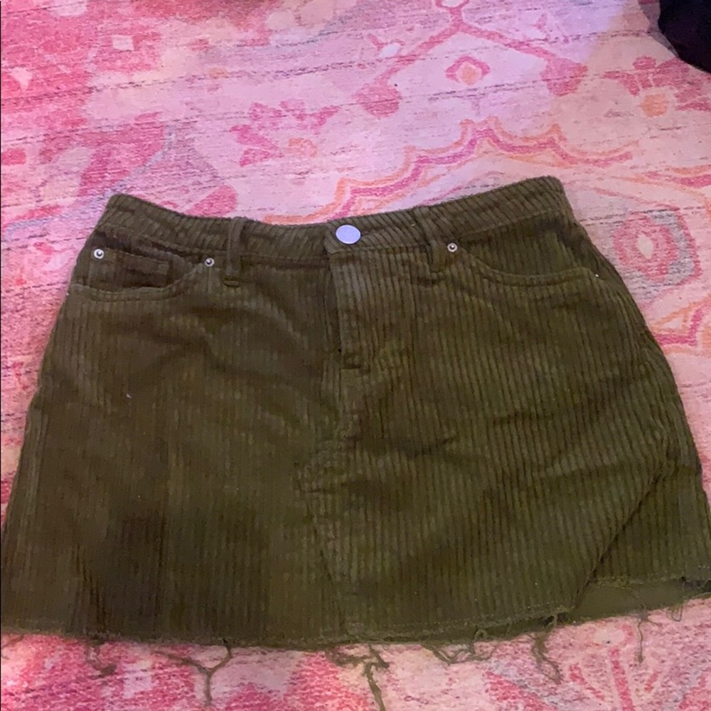 Corduroy Green Jean Miniskirt